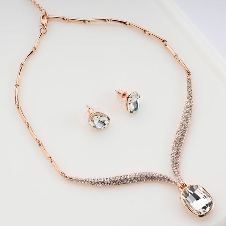 14k Gold & Cubic Zirconia Necklace Bracelet Earring Set for Wedding –  Poetry Designs